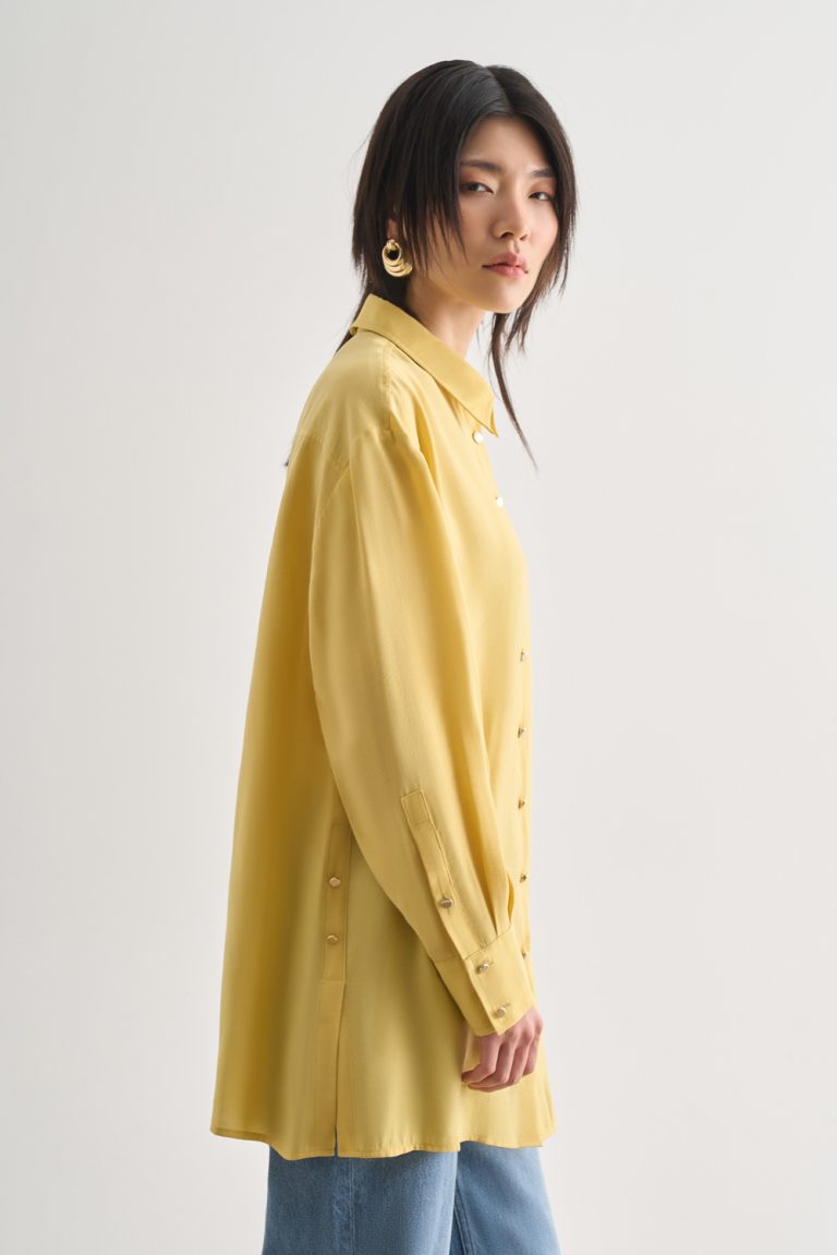 Mizalle Yan Düğme Detaylı Premium Modal Sarı Tunik - Mizalle