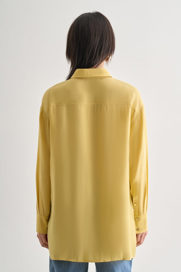 Mizalle Yan Düğme Detaylı Premium Modal Sarı Tunik - Mizalle