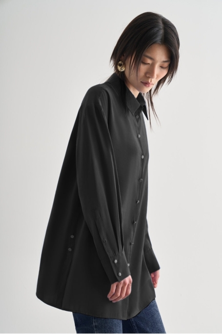 Mizalle - Mizalle Yan Düğme Detaylı Premium Modal Siyah Tunik Mizalle - Mizalle Yan Düğme Detaylı Premium Modal Siyah Tunik