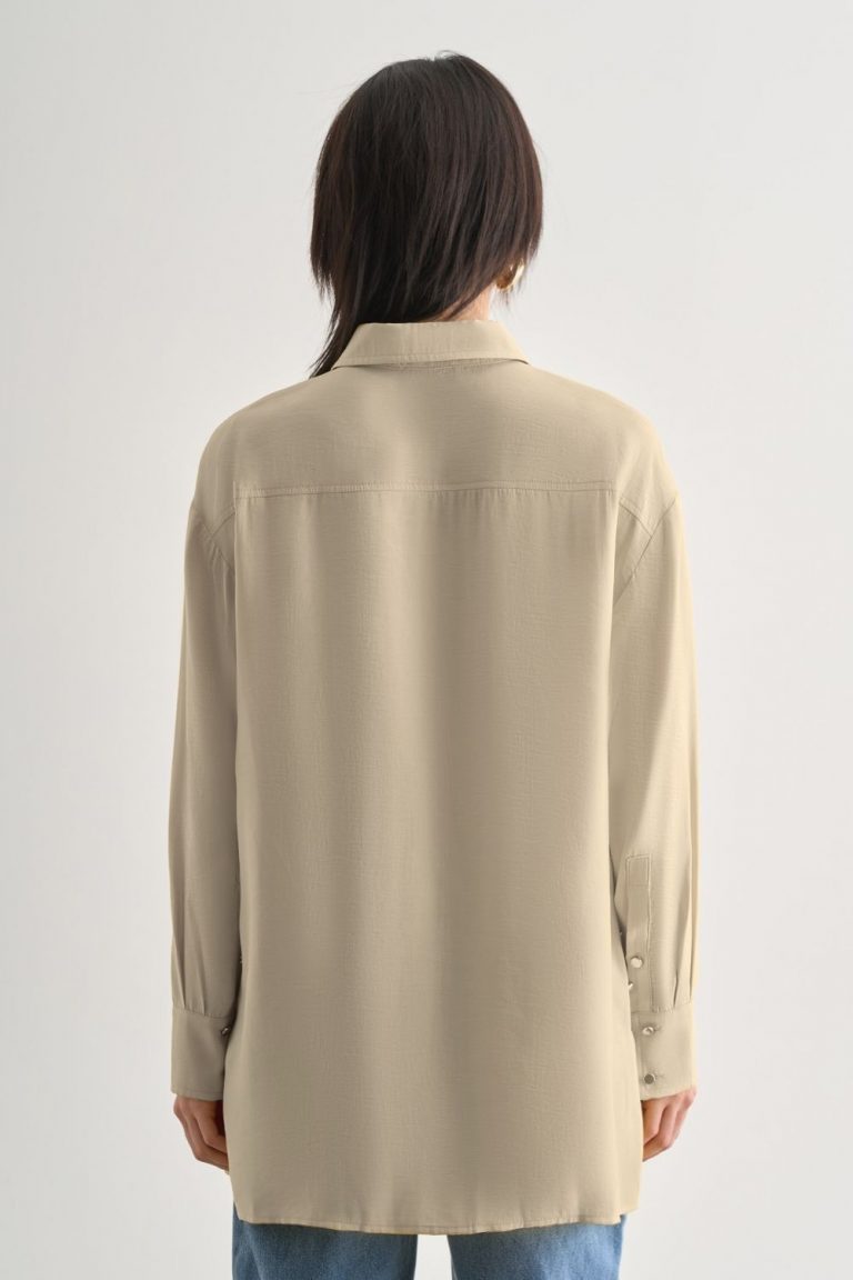 Mizalle Yan Düğme Detaylı Premium Modal Taş Rengi Tunik - Mizalle