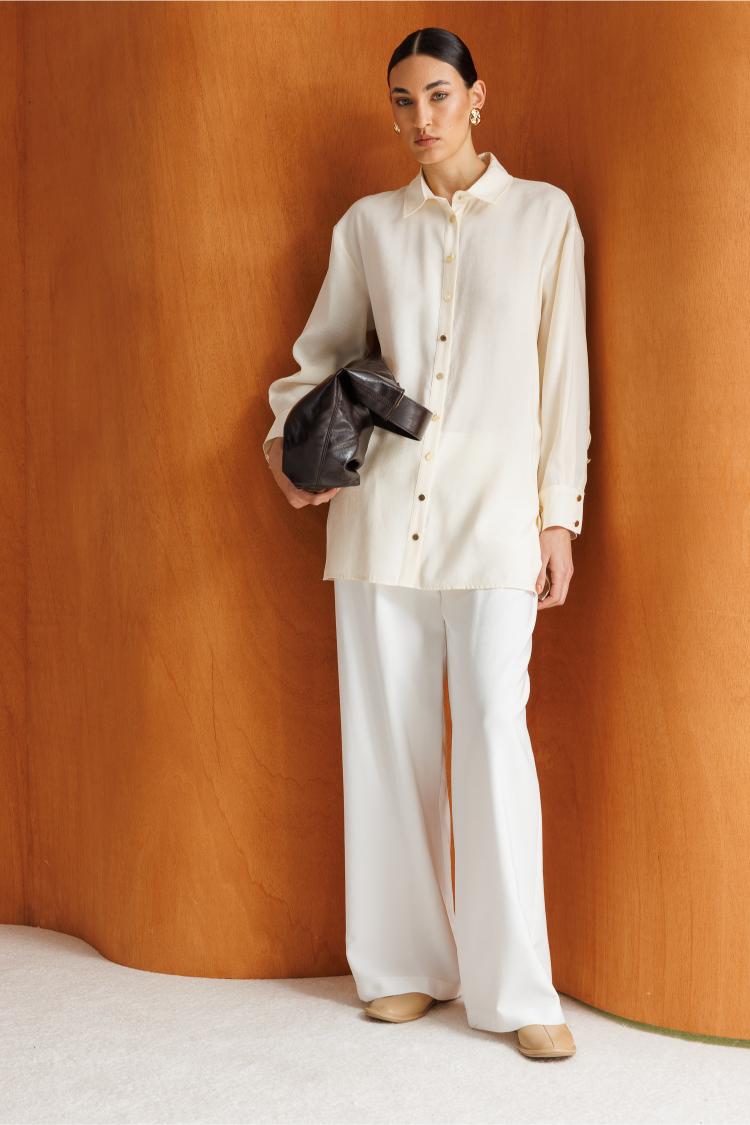 Mizalle Yan Düğme Detaylı Premium Modal Taş Rengi Tunik - 1