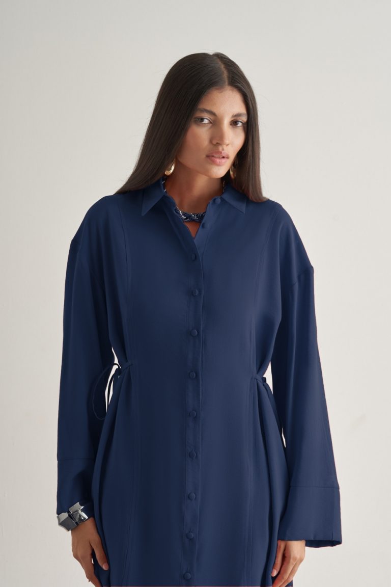 Mizalle Yandan Bağlı Modal Karışımlı İndigo Mavi Tunik - Mizalle