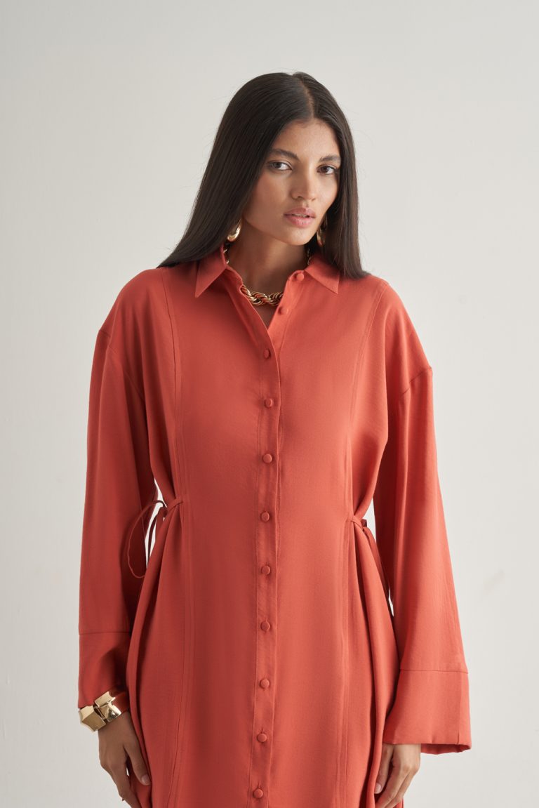 Mizalle Yandan Bağlı Modal Karışımlı Mercan Rengi Tunik - Mizalle