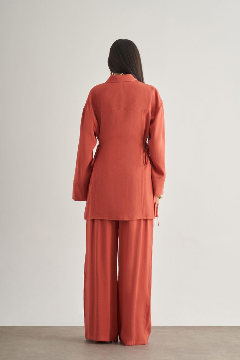 Mizalle Yandan Bağlı Modal Karışımlı Mercan Rengi Tunik - Mizalle