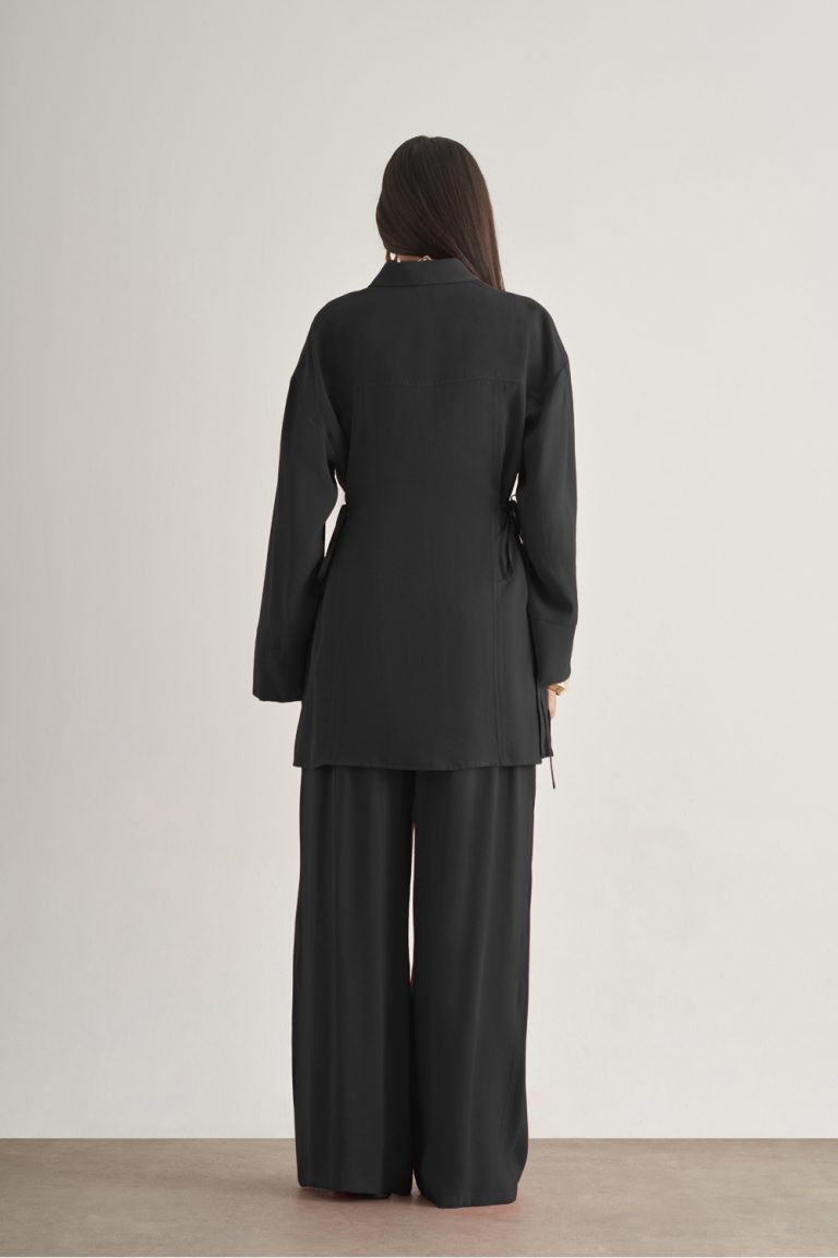 Mizalle Yandan Bağlı Modal Karışımlı Siyah Tunik - Mizalle