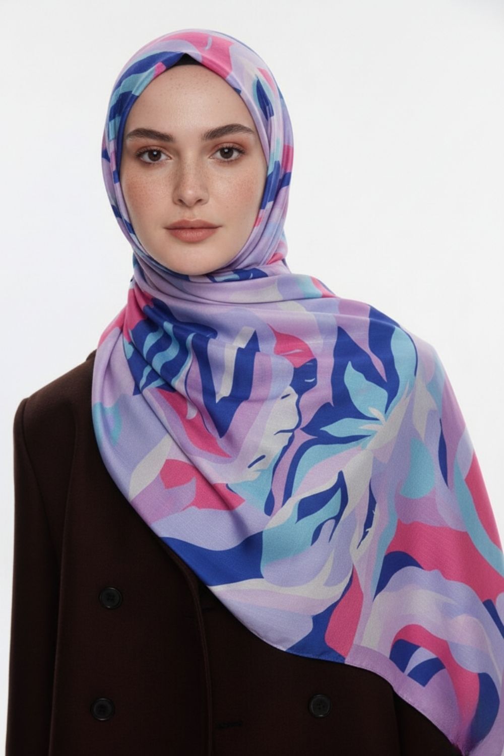 Mizalle & YAQA Çok Renk Desenli Lila Şal - Mizalle