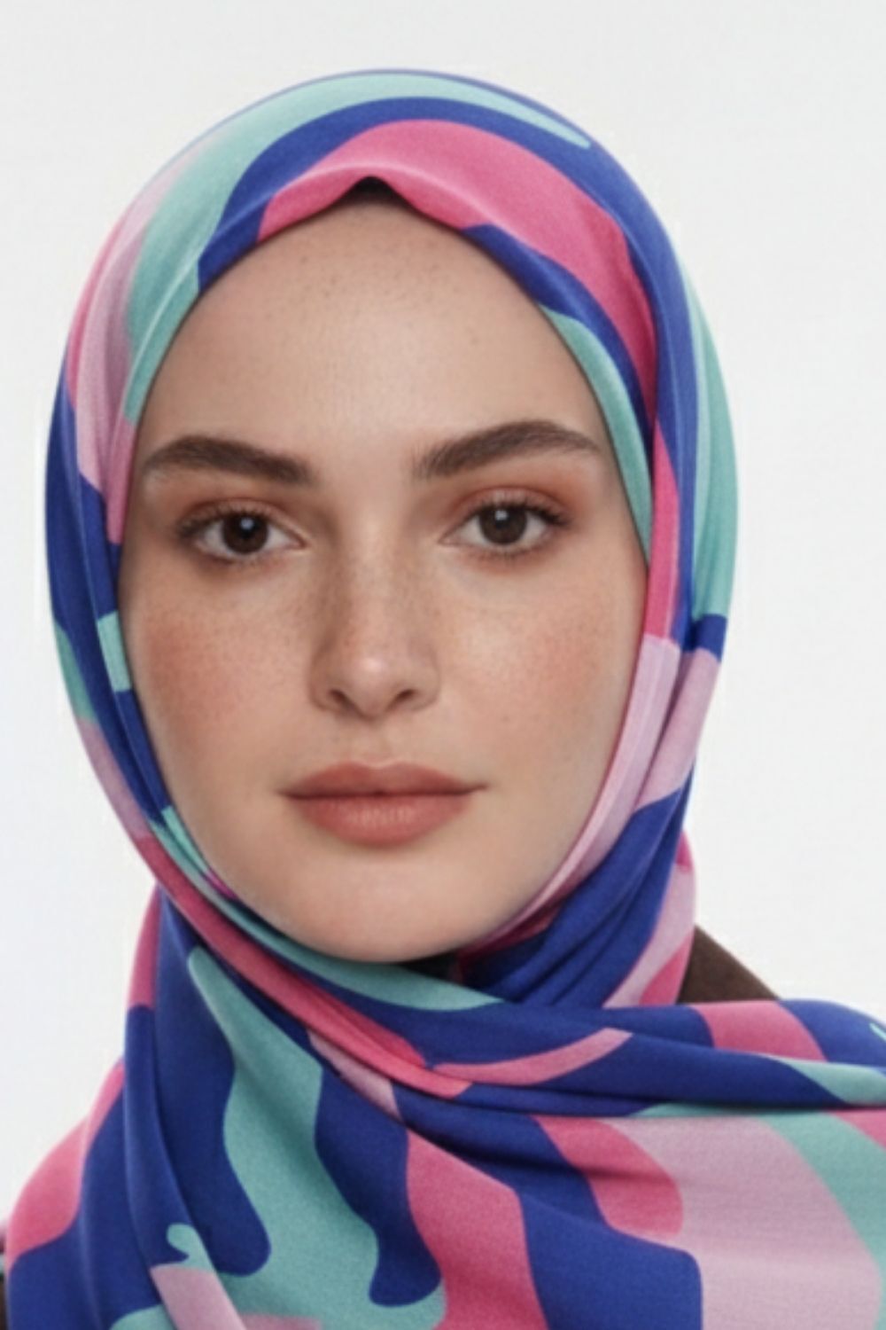 Mizalle & YAQA Çok Renk Desenli Mint Rengi Şal - Mizalle