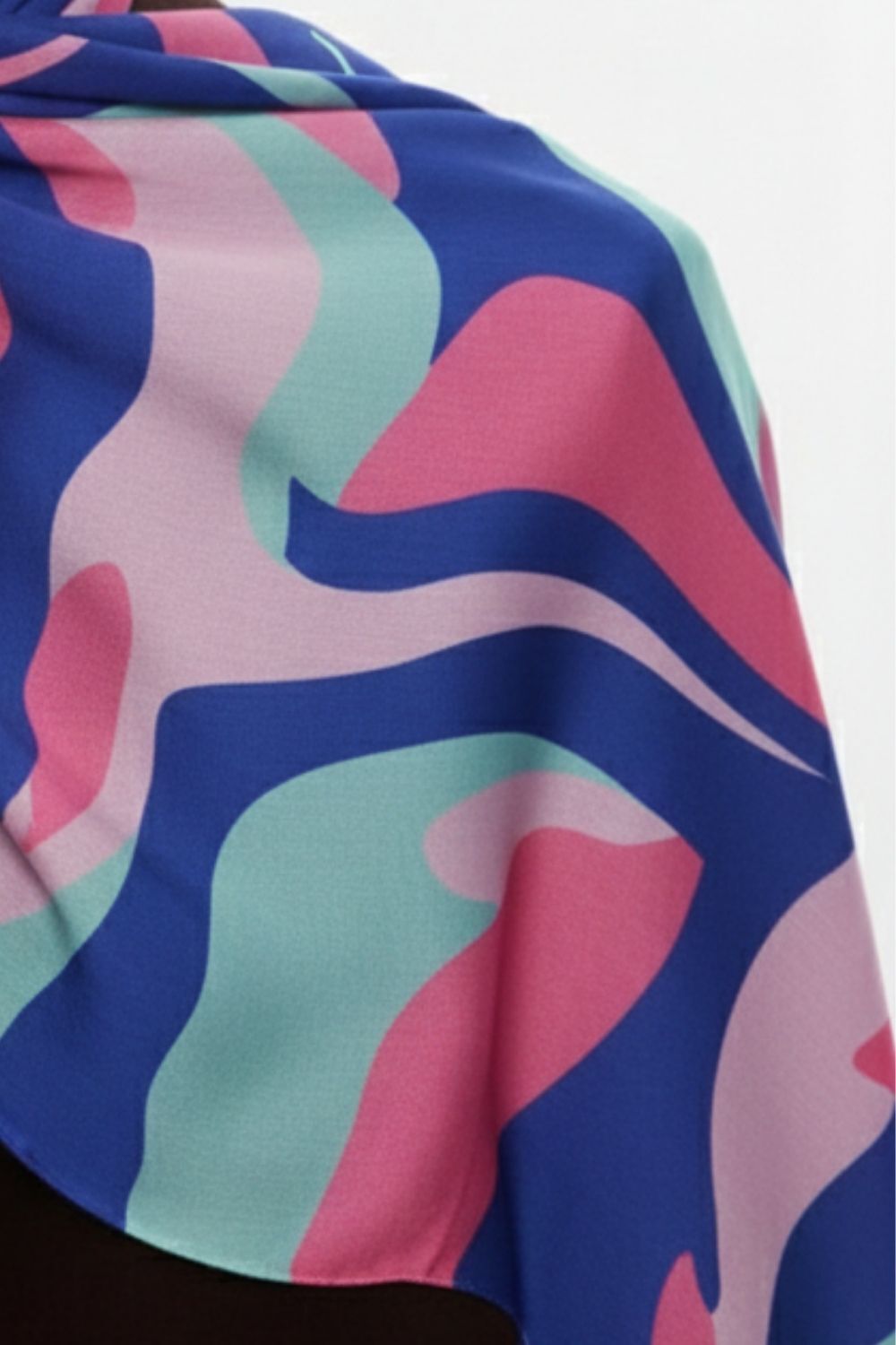 Mizalle & YAQA Çok Renk Desenli Mint Rengi Şal - 3