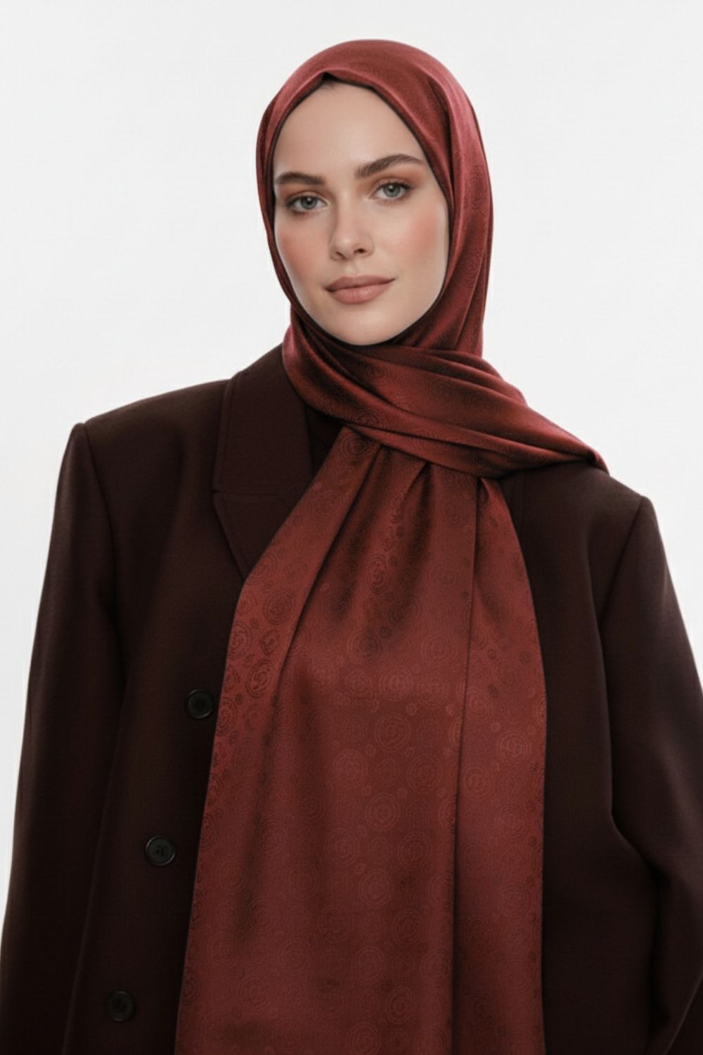 Mizalle & YAQA Filigranlı Bordo Şal - 1