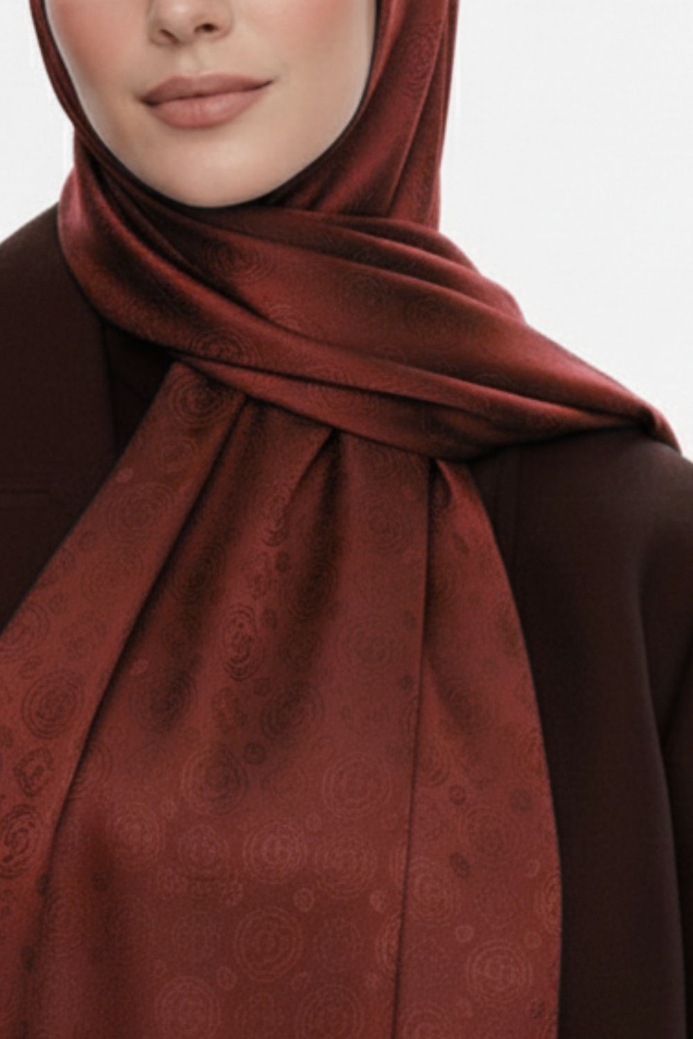 Mizalle & YAQA Filigranlı Bordo Şal - Mizalle