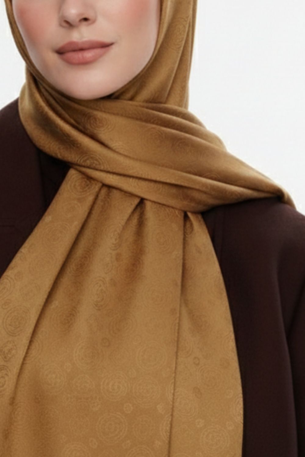 Mizalle & YAQA Filigranlı Hardal Rengi Şal - Mizalle