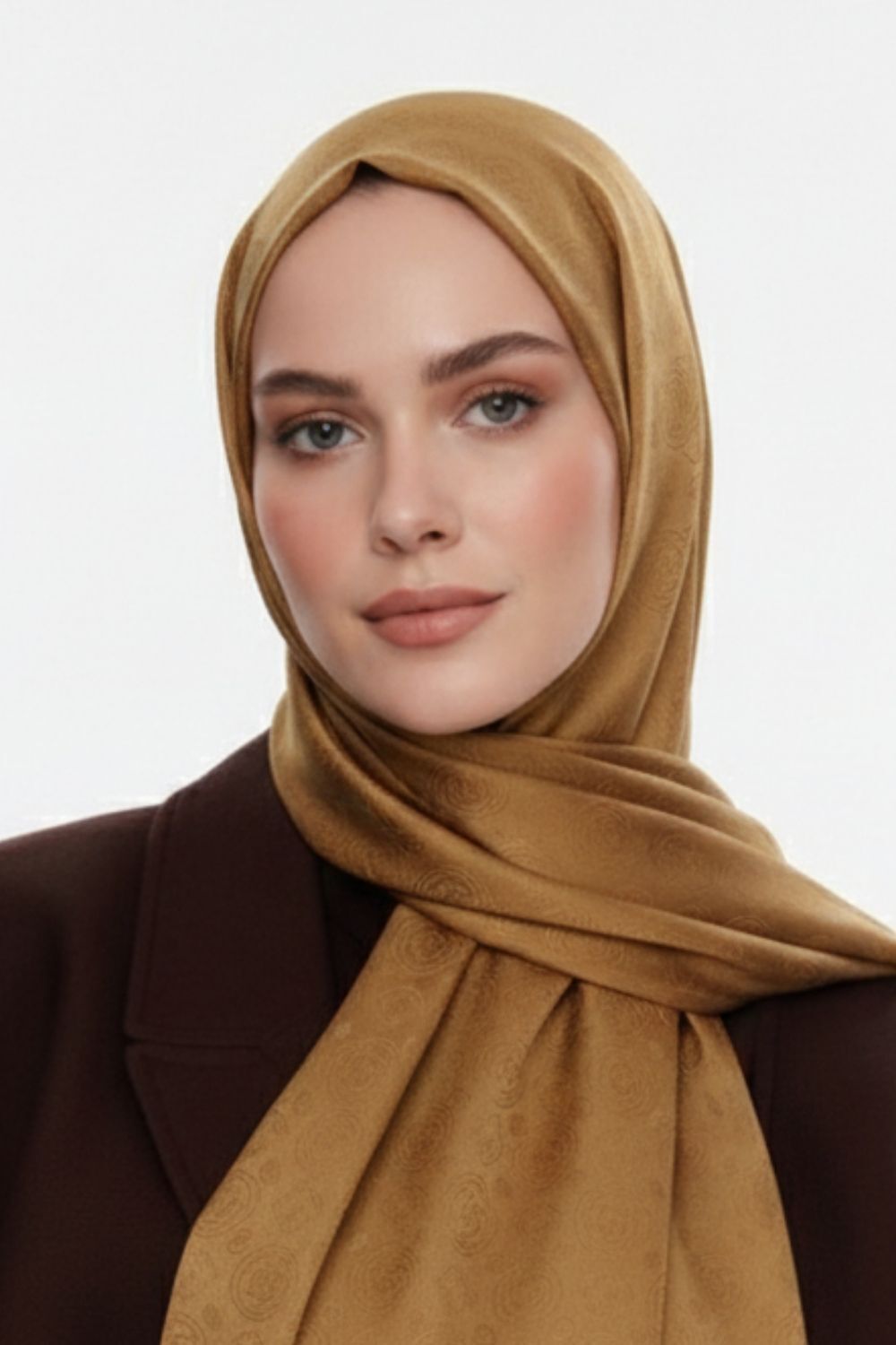 Mizalle & YAQA Filigranlı Hardal Rengi Şal - Mizalle