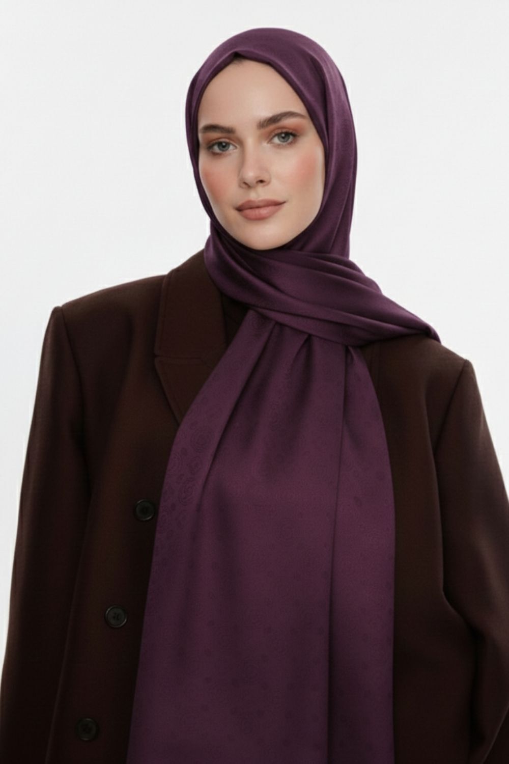 Mizalle & YAQA Filigranlı Mor Şal - 1