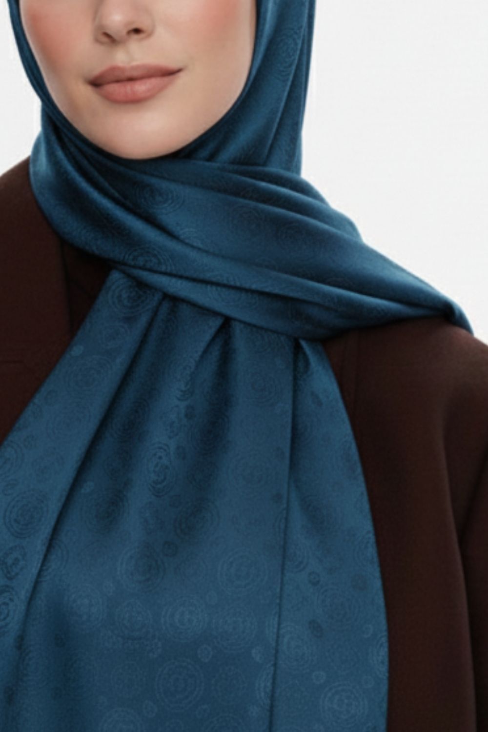 Mizalle & YAQA Filigranlı Petrol Rengi Şal - Mizalle