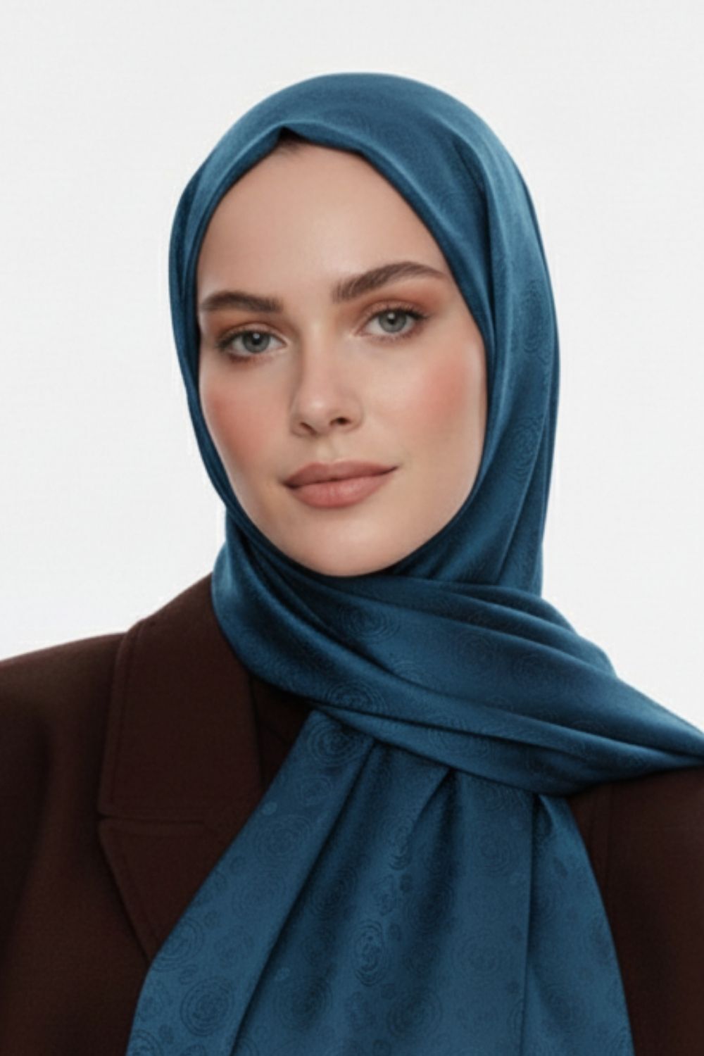 Mizalle & YAQA Filigranlı Petrol Rengi Şal - 3