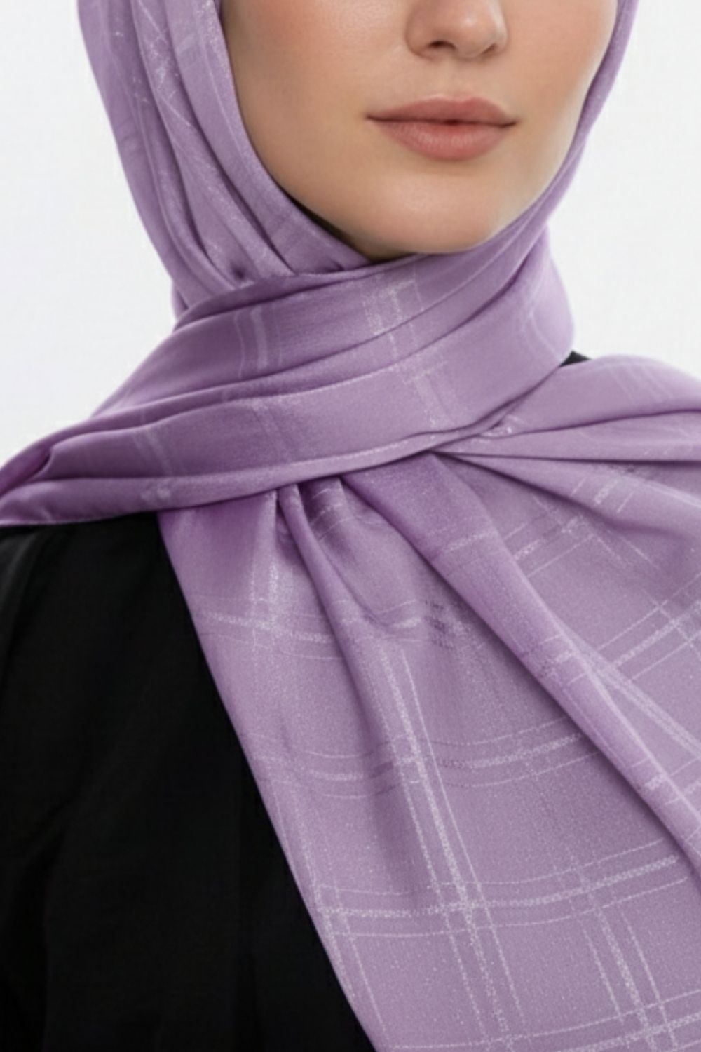 Mizalle & YAQA Kare Desen Jakarlı Lila Şal - Mizalle