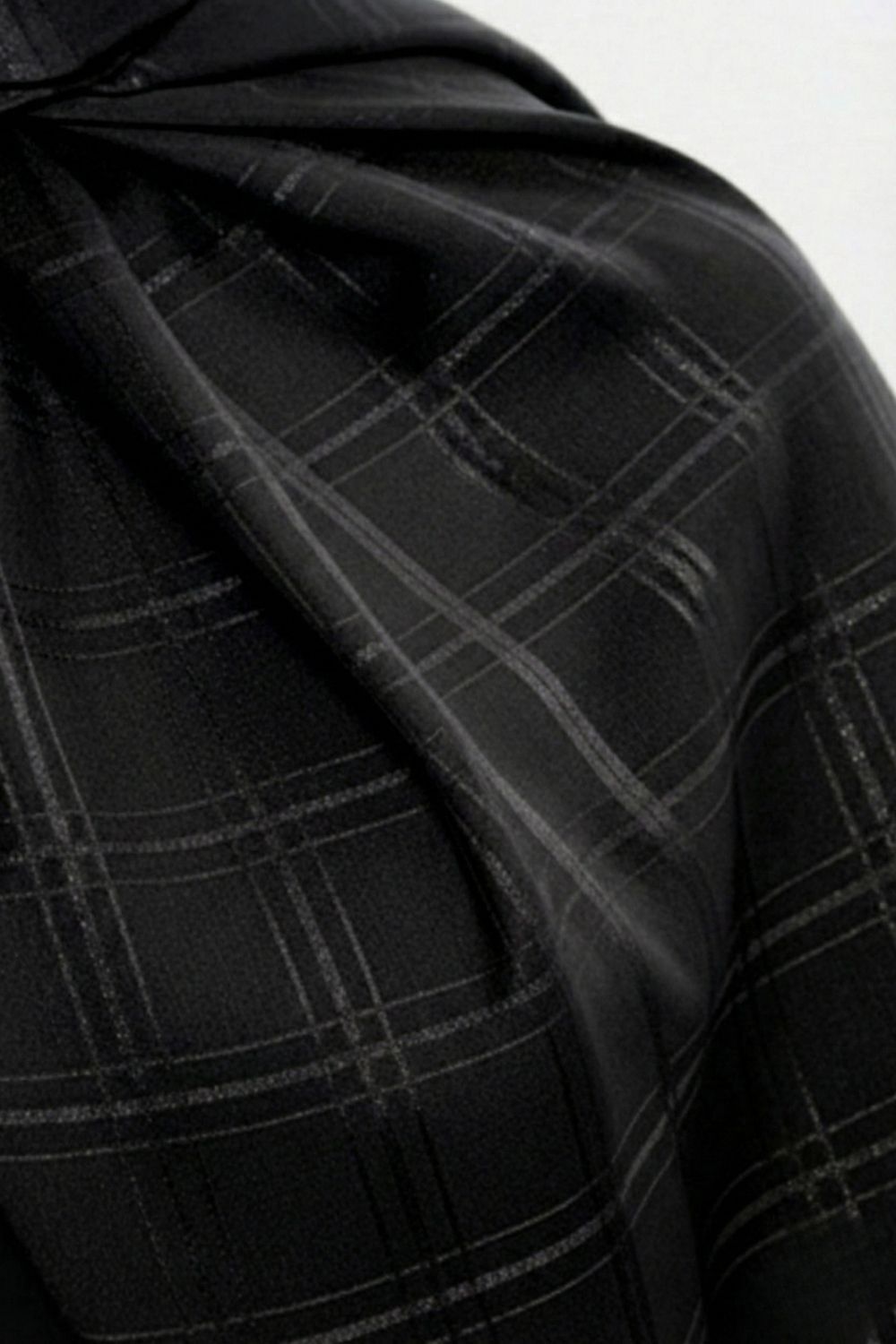 Mizalle & YAQA Kare Desen Jakarlı Siyah Şal - 3