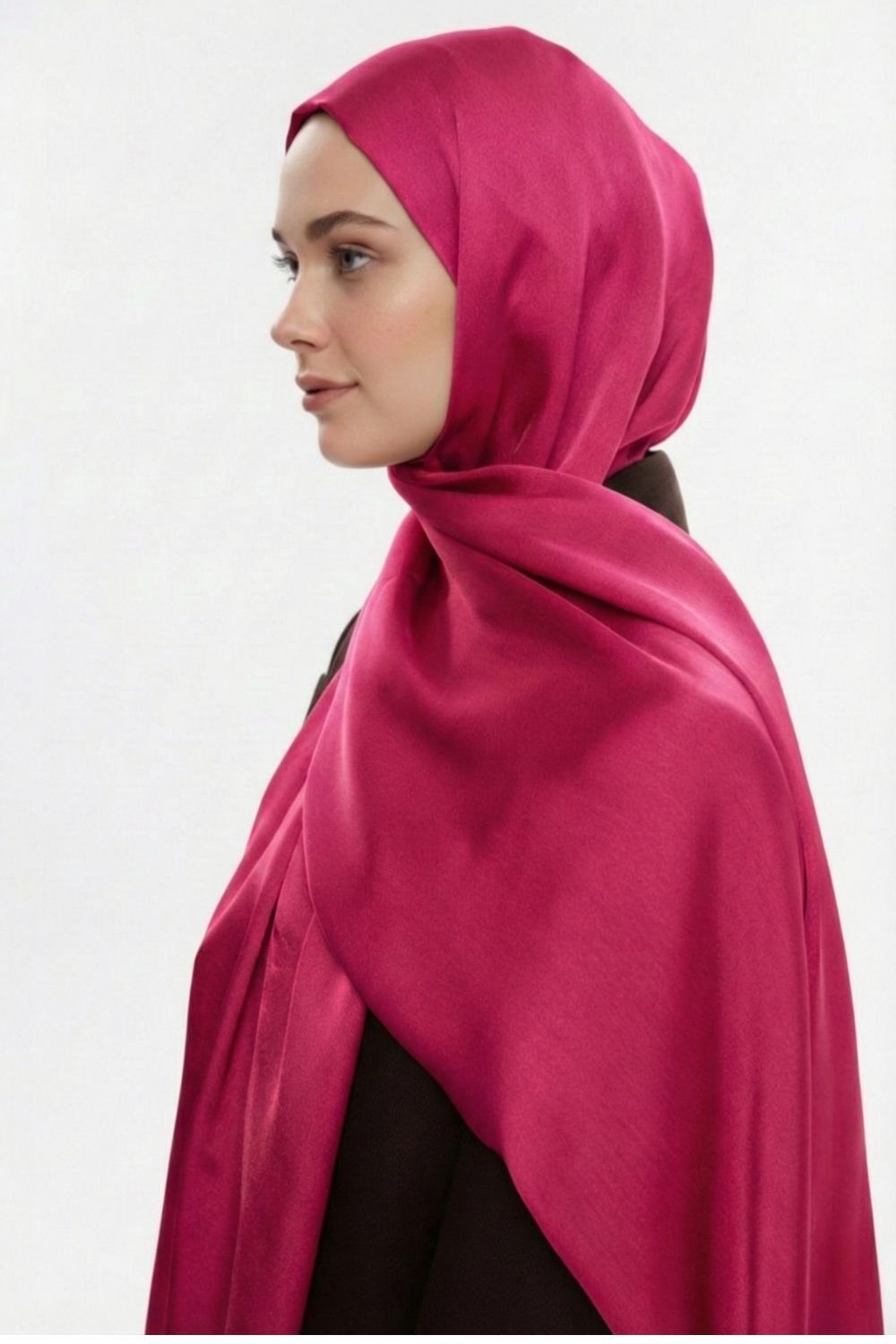 Mizalle & YAQA Özel Saten Dokulu Fuşya Şal - Mizalle