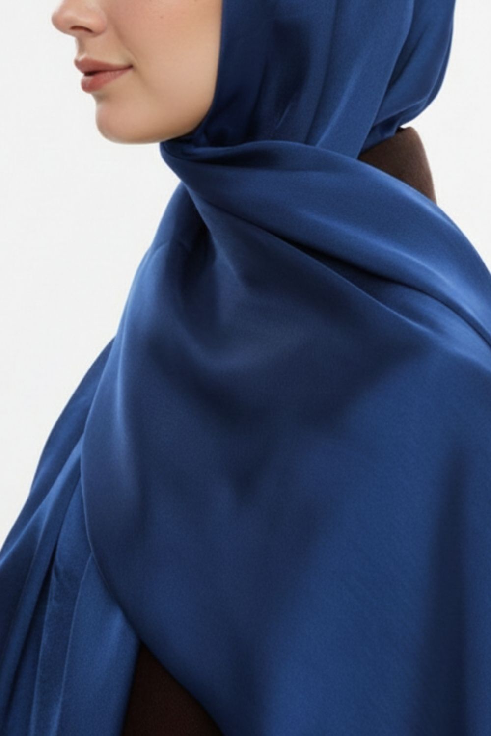 Mizalle & YAQA Özel Saten Dokulu Gece Mavisi Şal - 3