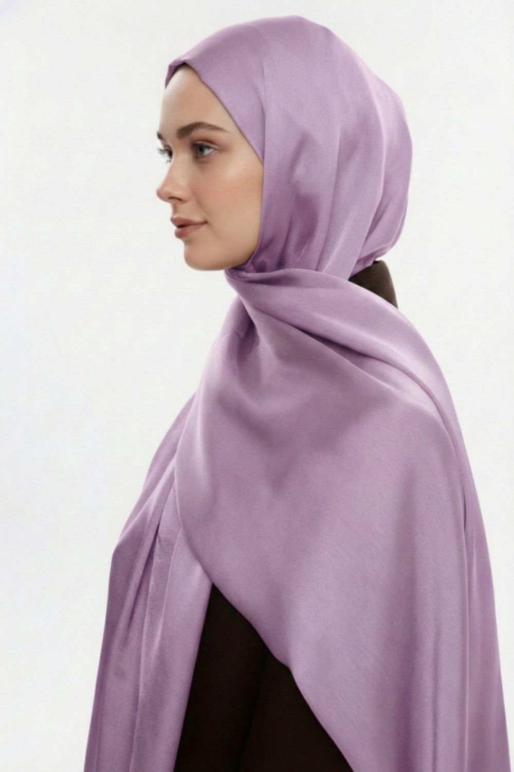 Mizalle & YAQA Özel Saten Dokulu Lila Rengi Şal - Mizalle