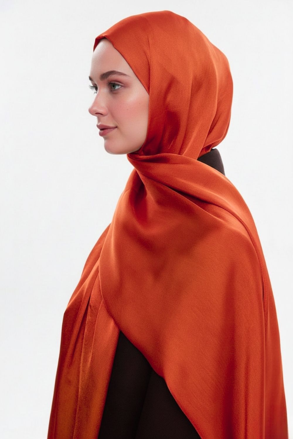 Mizalle & YAQA Özel Saten Dokulu Nar Çiçeği Şal - Mizalle