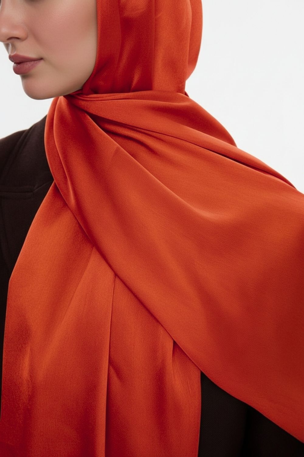 Mizalle & YAQA Özel Saten Dokulu Nar Çiçeği Şal - Mizalle