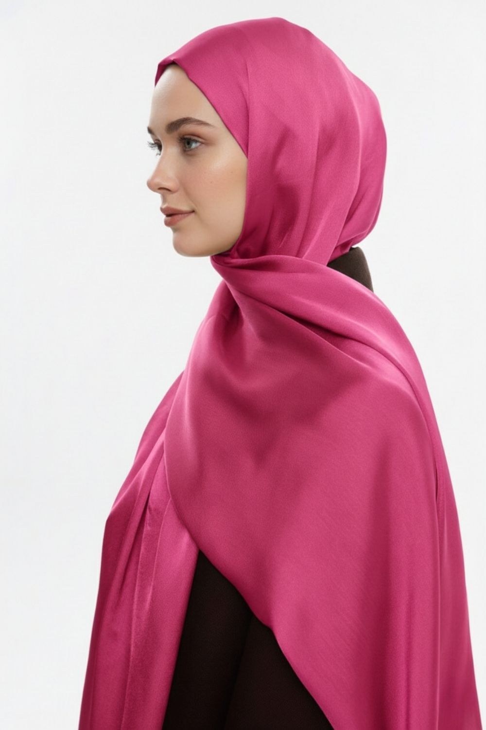 Mizalle & YAQA Özel Saten Dokulu Pembe Şal - 2