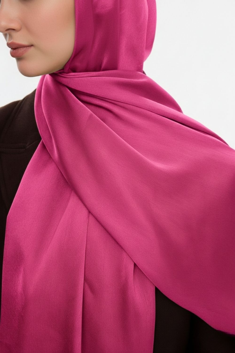 Mizalle & YAQA Özel Saten Dokulu Pembe Şal - Mizalle