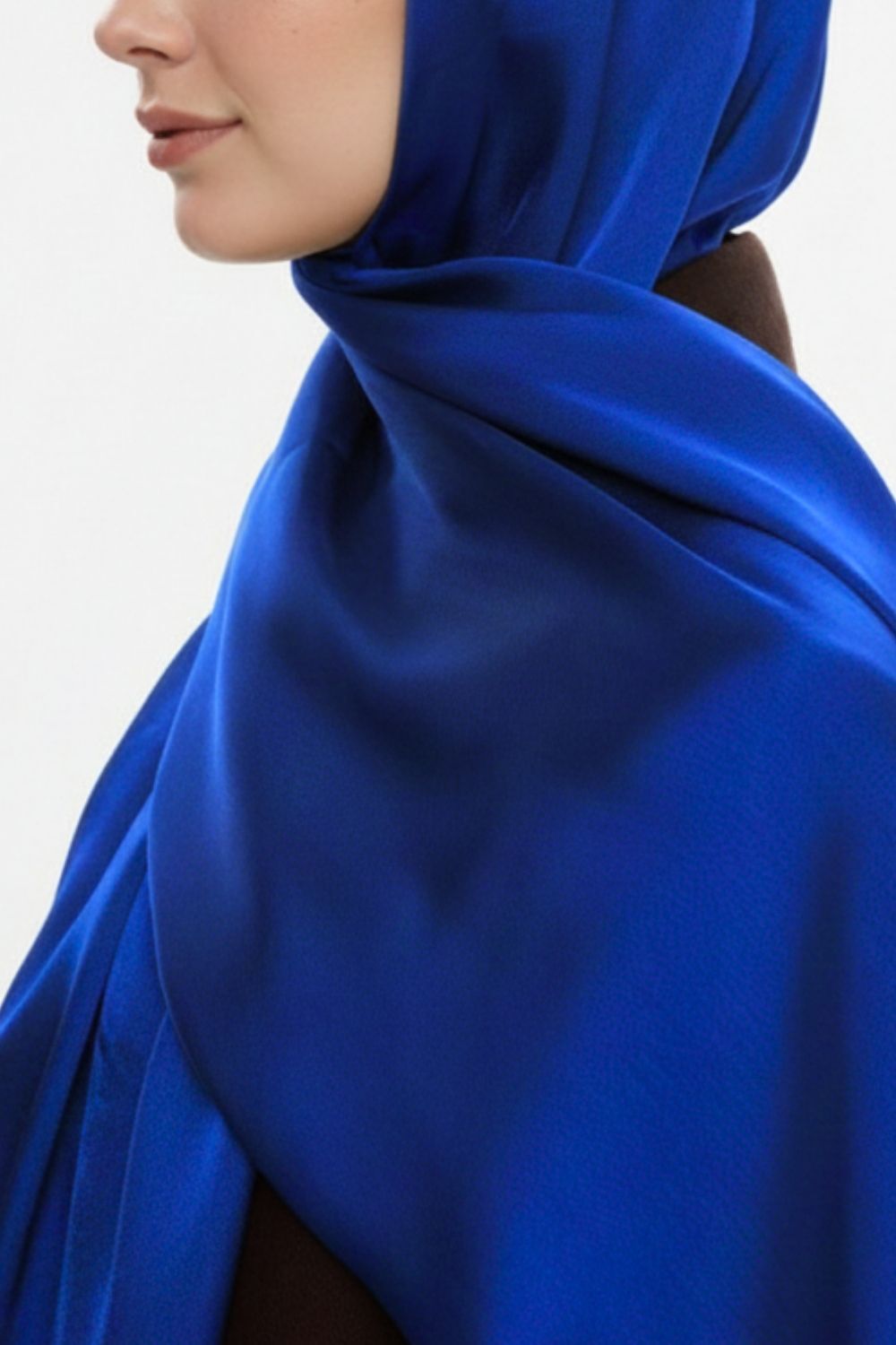 Mizalle & YAQA Özel Saten Dokulu Saks Mavi Şal - 3