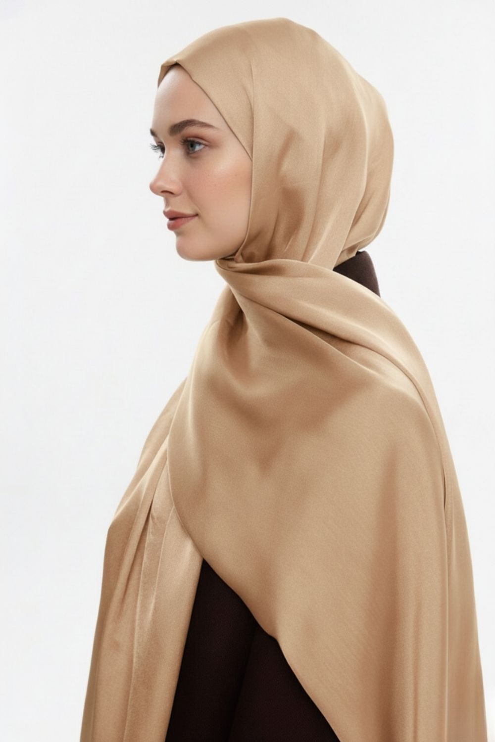 Mizalle & YAQA Özel Saten Dokulu Somon Rengi Şal - Mizalle