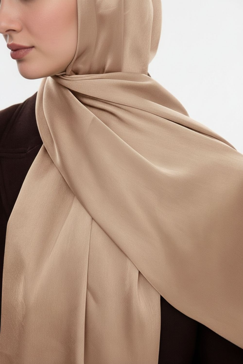 Mizalle & YAQA Özel Saten Dokulu Somon Rengi Şal - 3