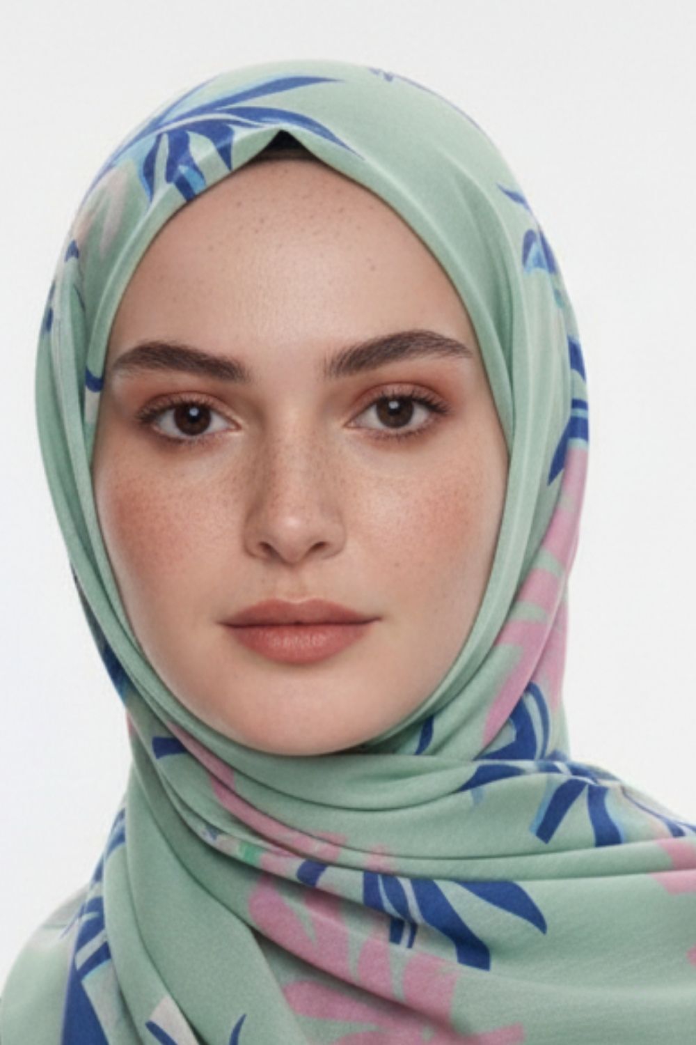 Mizalle & YAQA Yaprak Desenli Açık Yeşil Şal - Mizalle