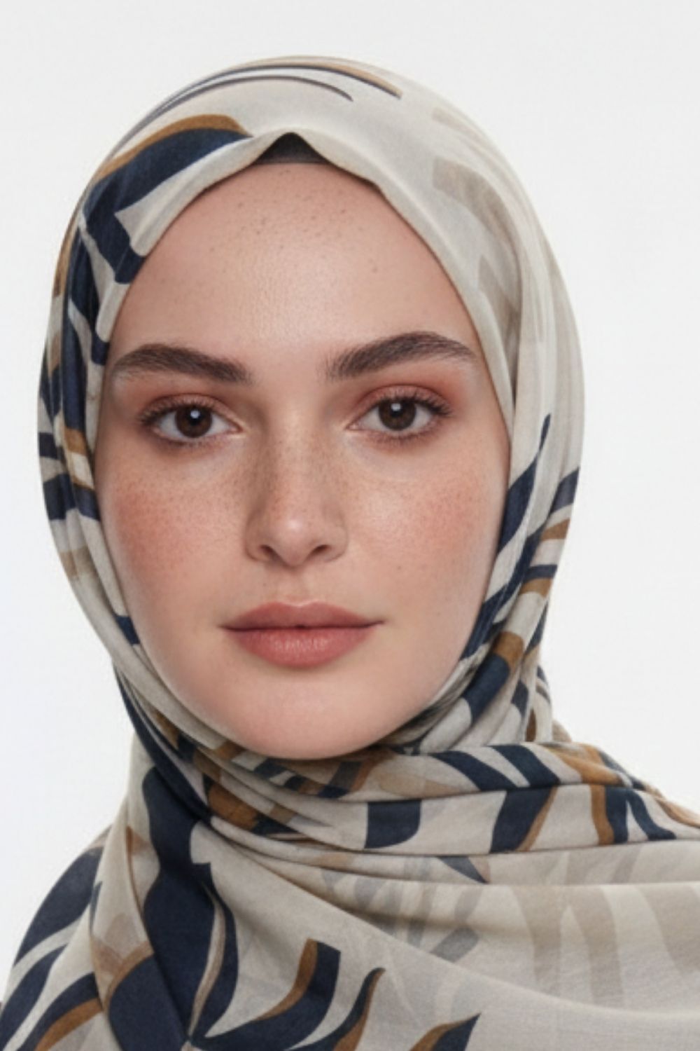 Mizalle & YAQA Yaprak Desenli Taş Rengi Şal - Mizalle