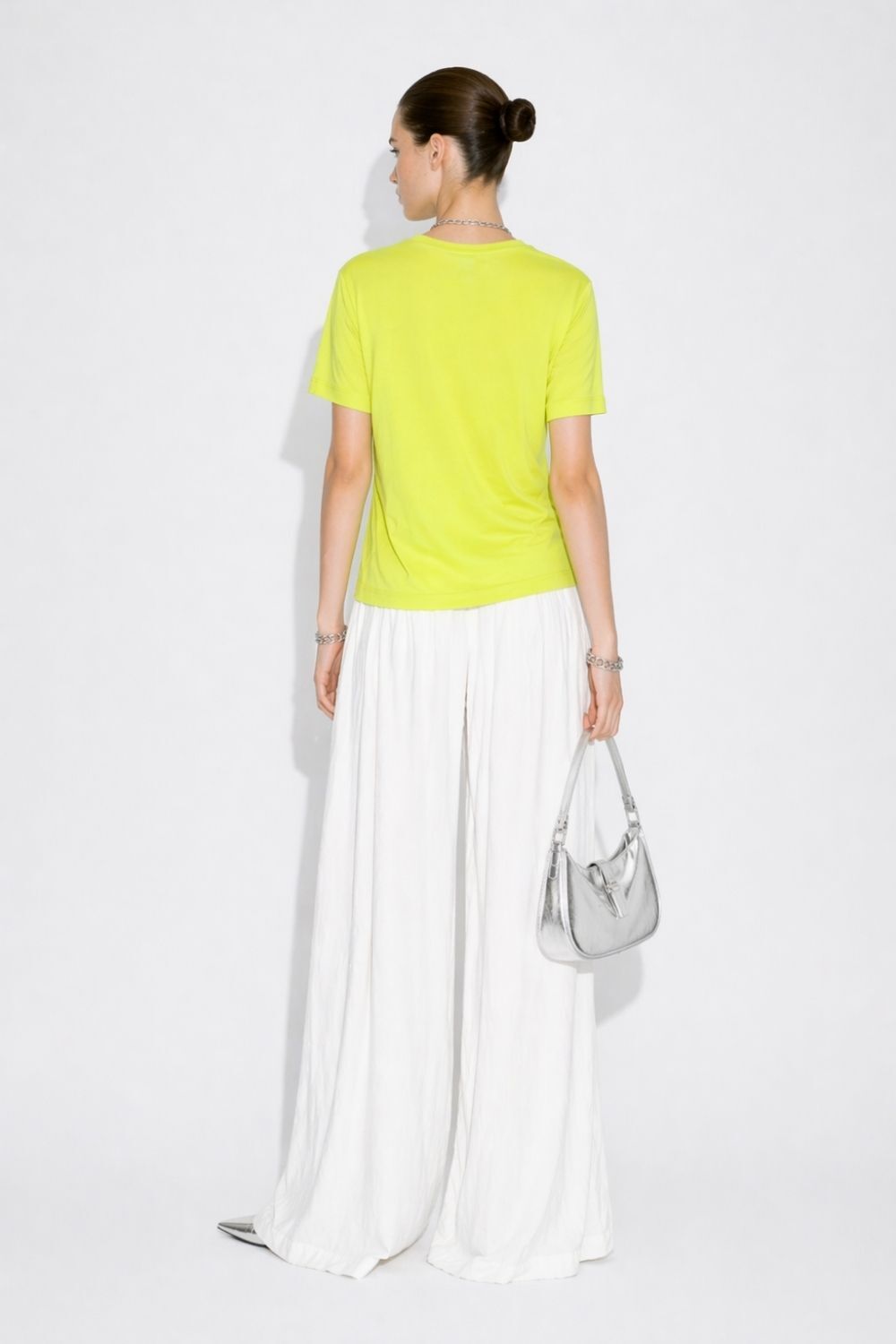 Mizalle Yıldız Boncuklu Oversize Sarı Tişört - 4