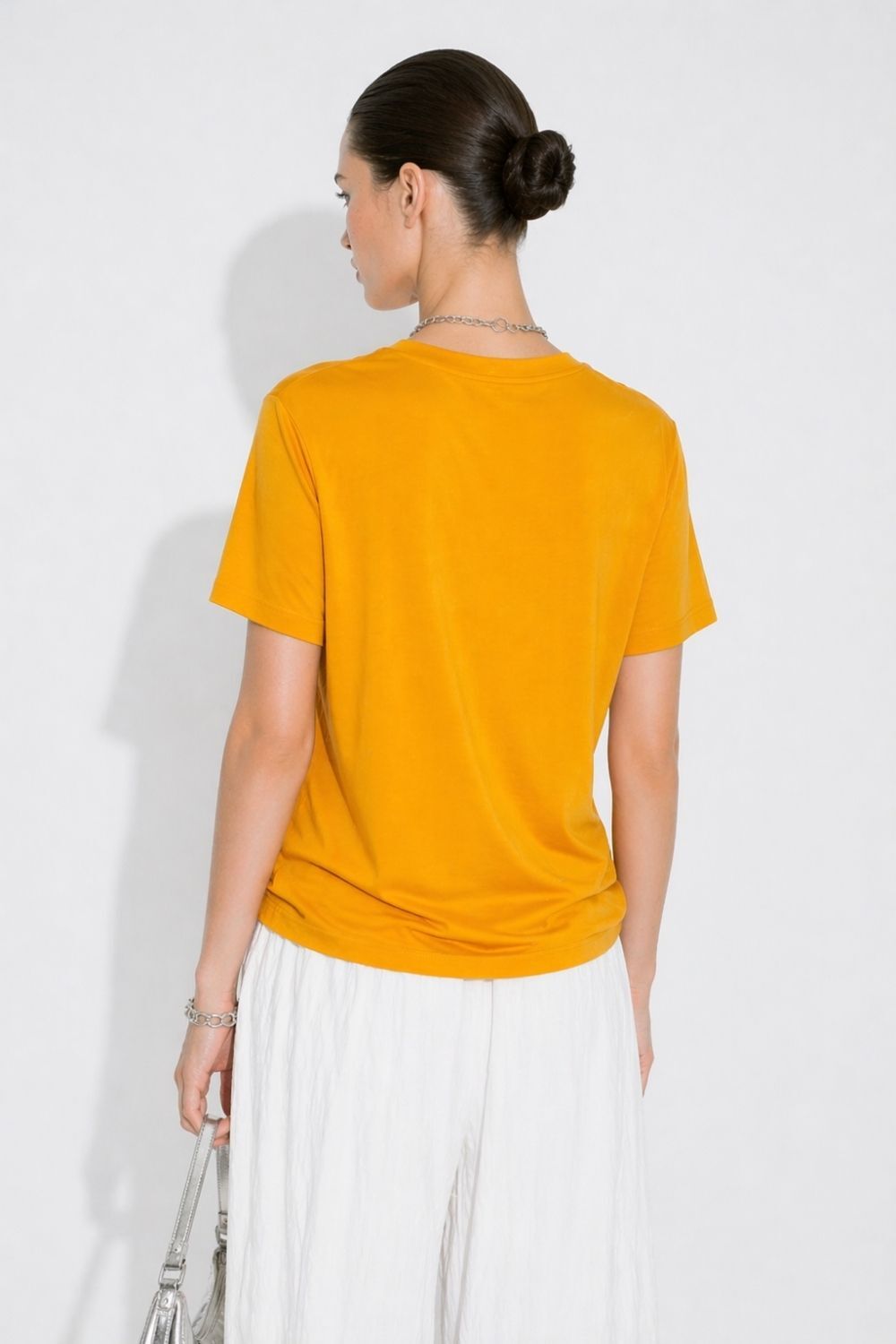 Mizalle Yıldız Boncuklu Oversize Turuncu Tişört - 3