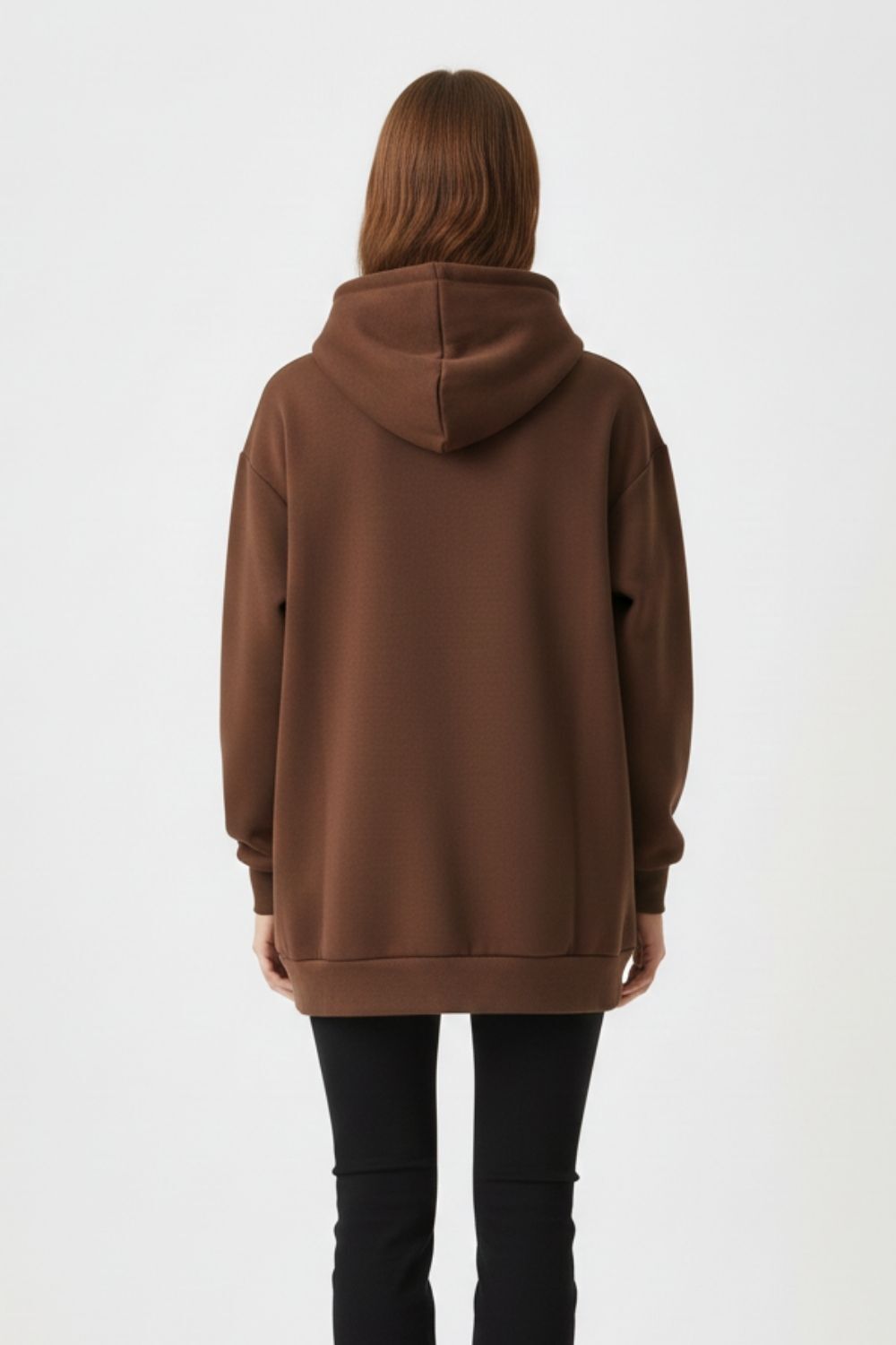 Mizalle Yumuşak Dokulu Kapüşonlu Kahverengi Sweatshirt - Mizalle