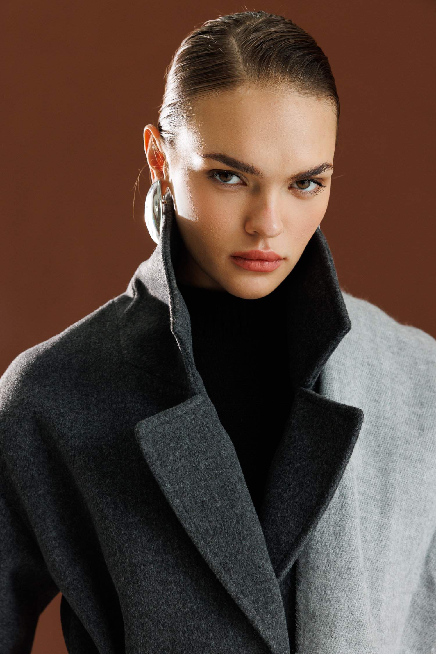 Mizalle Yünlü Kaşe Doku Torba Cepli Basic Antrasit Kaban - 7