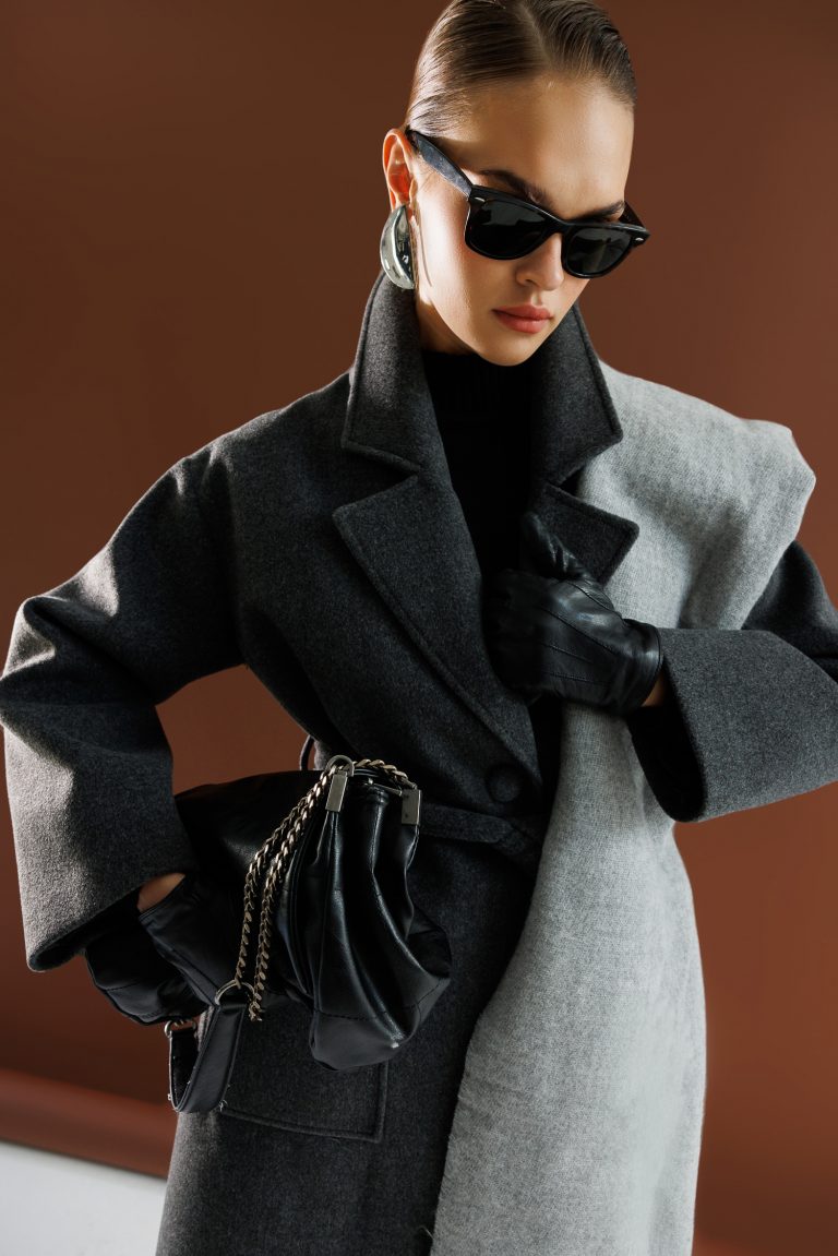 Mizalle Yünlü Kaşe Doku Torba Cepli Basic Antrasit Kaban - Mizalle