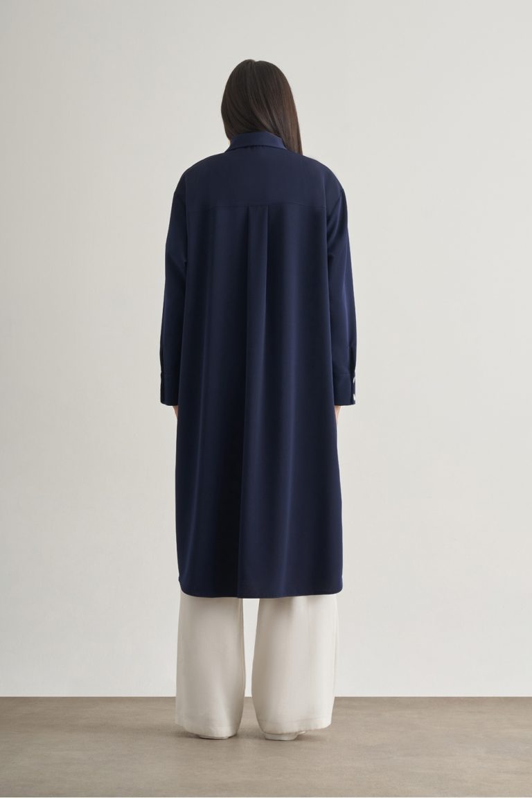 Mizallle Çıtçıtlı Uzun Yazlık Lacivert Tunik - Mizalle