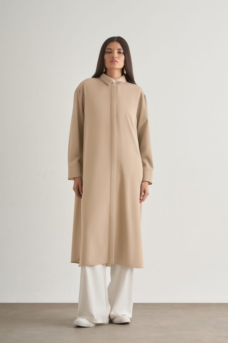 Mizallle Çıtçıtlı Uzun Yazlık Taş Rengi Tunik - Mizalle