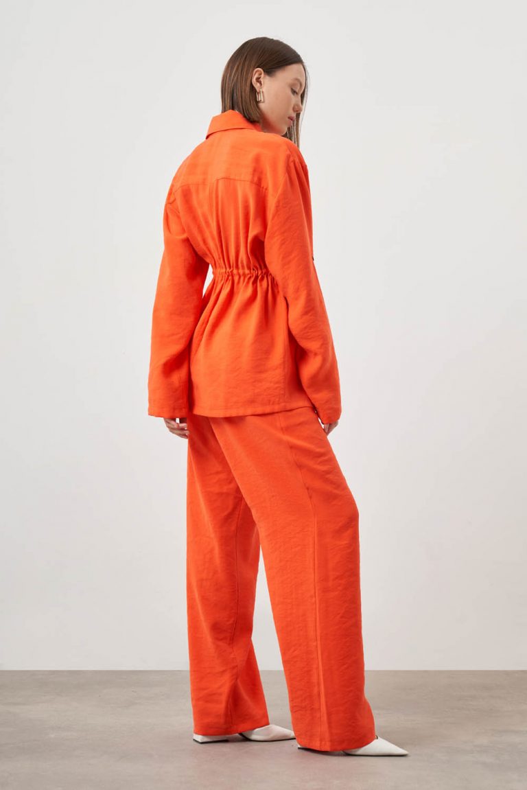 Mizalle Beli İpli Fermuarlı Nar Çiçeği Modal Tunik - Mizalle