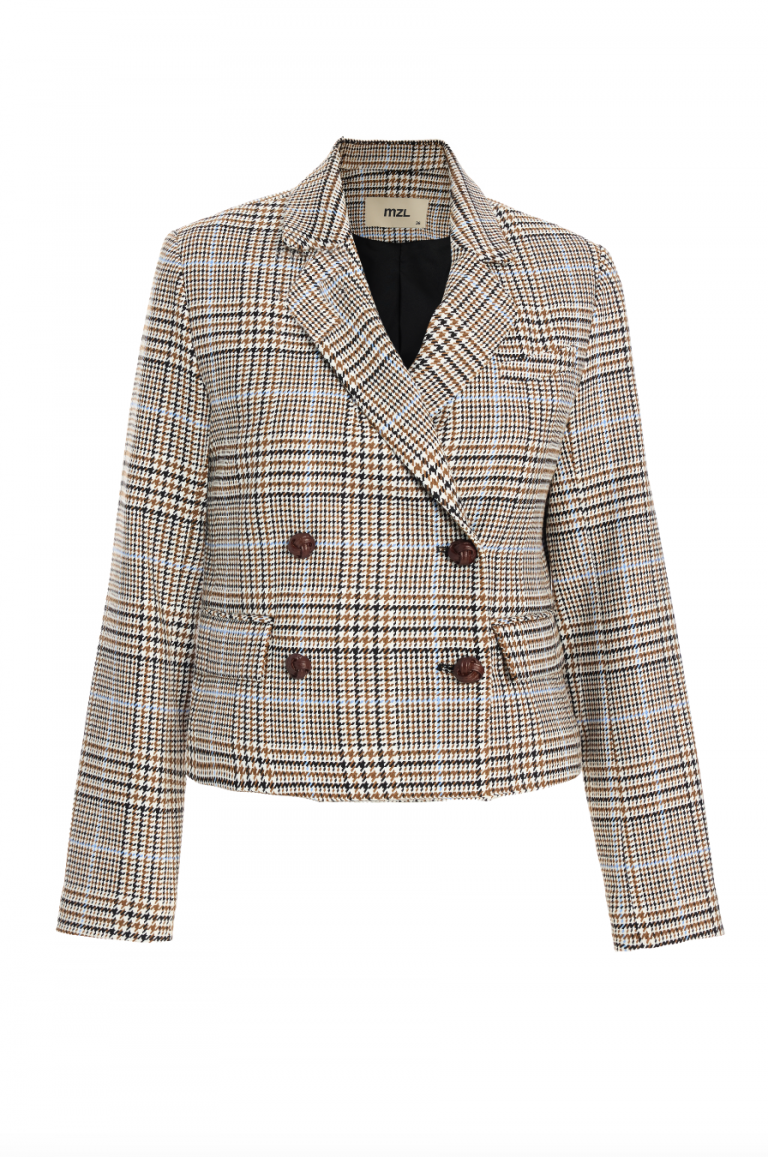 MZL Bej Ekose Anvelop Kısa Ceket - MZL