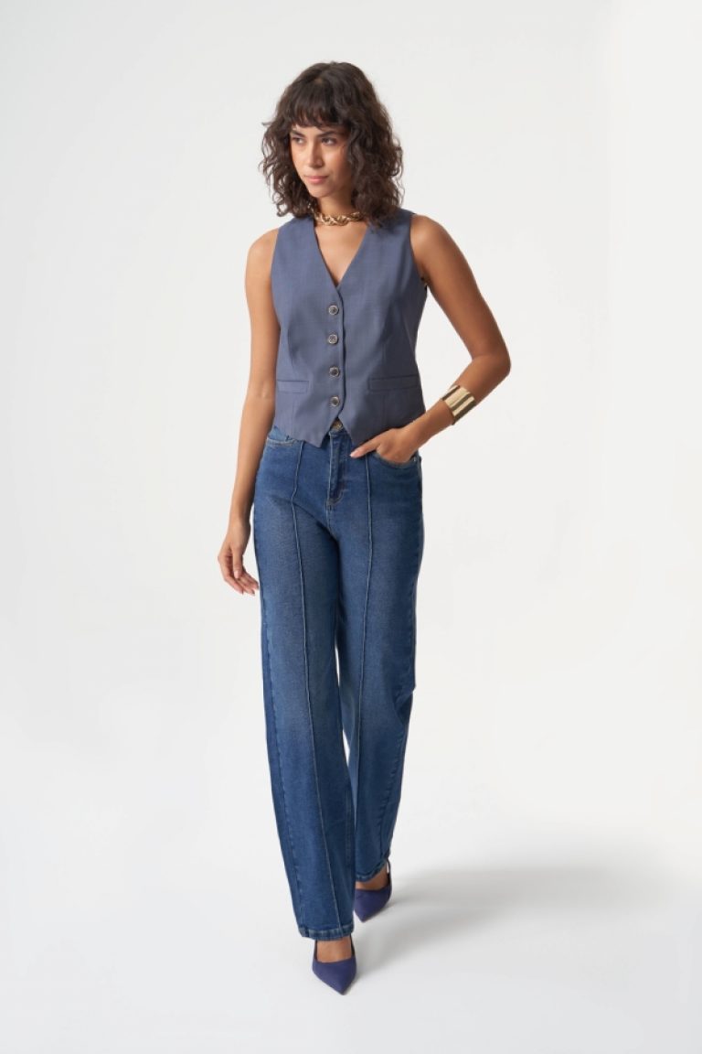 MZL Dikiş Detaylı Klasik Dar Paça Lacivert Denim Pantolon - MZL