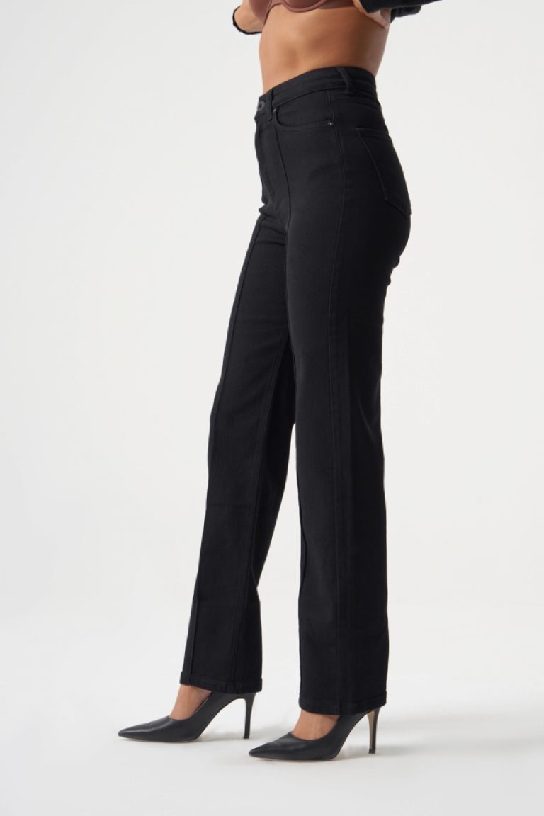 MZL Dikiş Detaylı Klasik Dar Paça Siyah Denim Pantolon - MZL