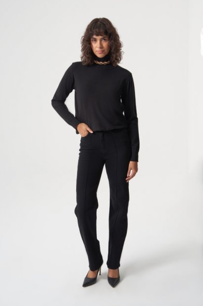 MZL Dikiş Detaylı Klasik Dar Paça Siyah Denim Pantolon - MZL