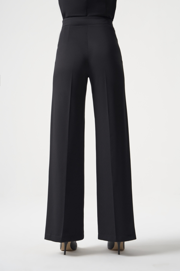 MZL Fermuar Detaylı Premium Kalite Geniş Paça Siyah Klasik Kumaş Pantolon - MZL