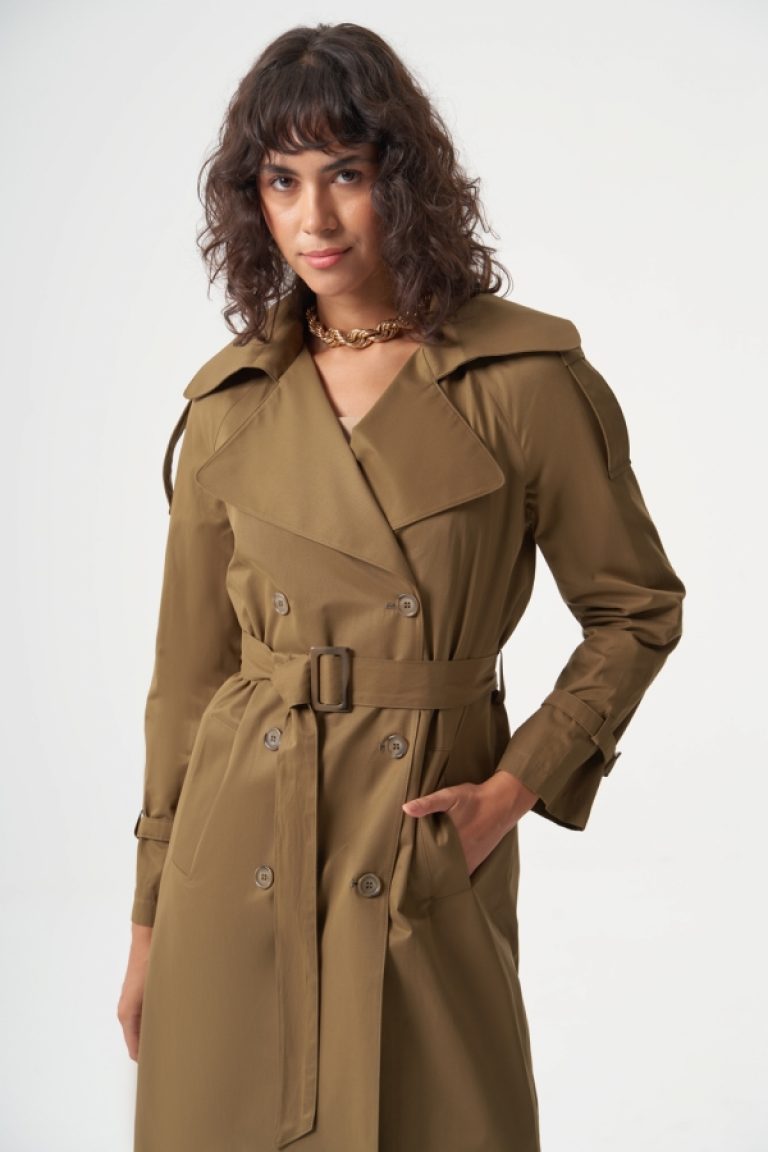 MZL Haki Pamuk Karışımlı Klasik Mac Trençkot - MZL