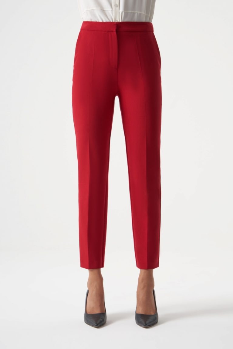 MZL Kırmızı Dar Paça Cepli Klasik Kumaş Pantolon - MZL