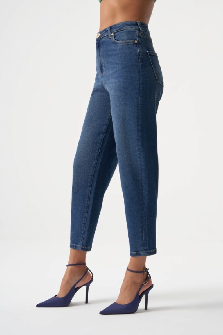 MZL Lacivert Dar Kesim Bilek Boyu Denim Pantolon - MZL