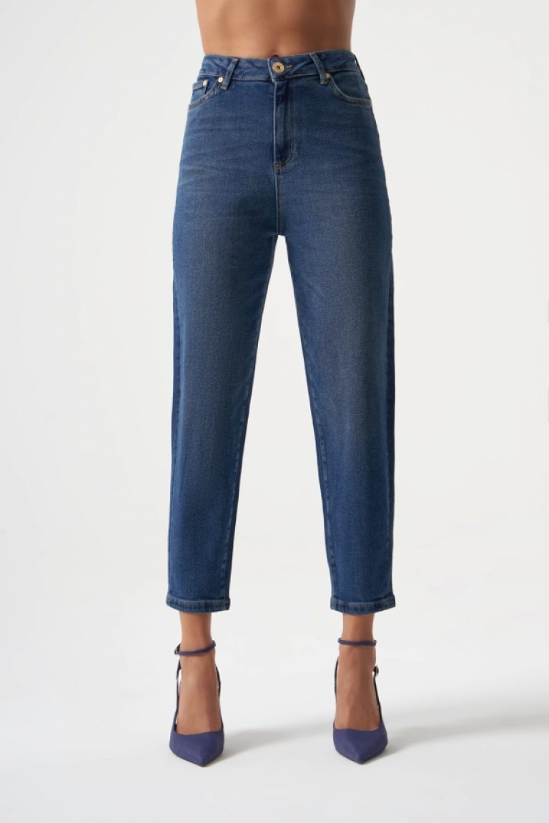 MZL Lacivert Dar Kesim Bilek Boyu Denim Pantolon - MZL